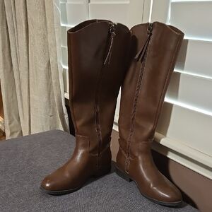 Brown Leather Knee-High Boots